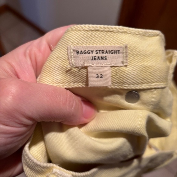 Madewell Baggy Straight Jeans Garment Dyed Edition in Yellow Size 32 - Picture 6 of 9